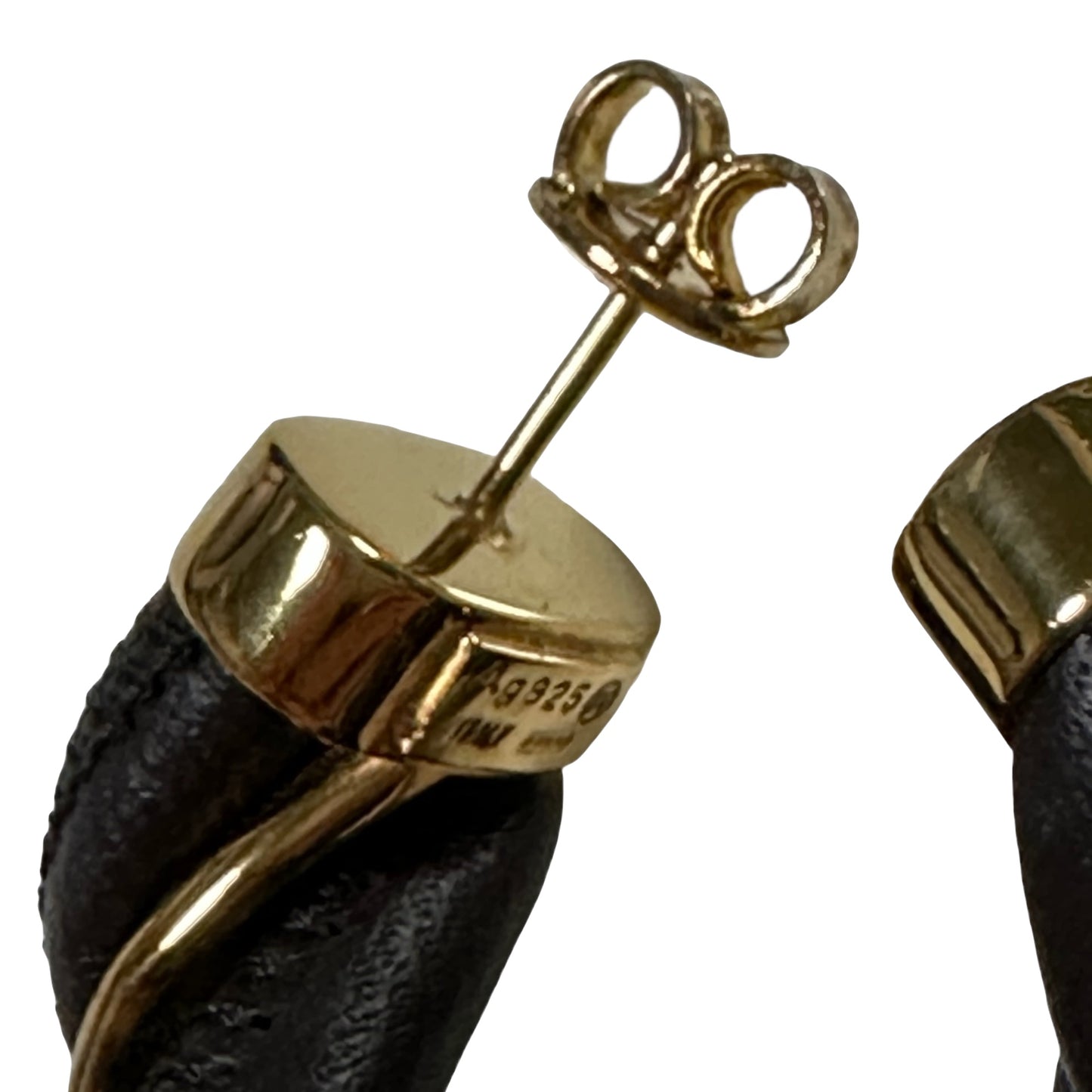 BOTTEGA VENETA Fall Winter 2020 Twist Gold-plated and Leather Hoop Earrings
