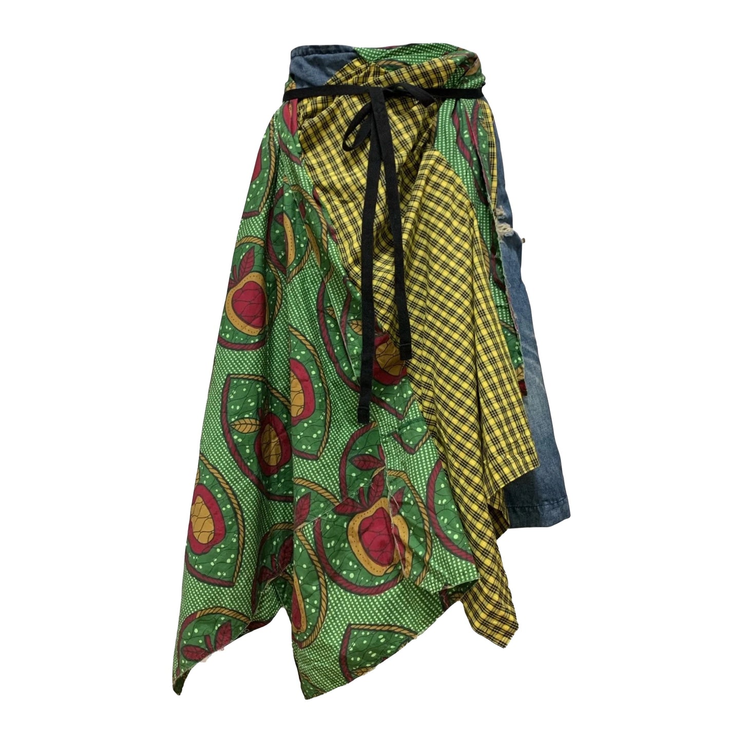 JUNYA WATANABE Spring Summer 2009 African Print Wrap Denim Skirt