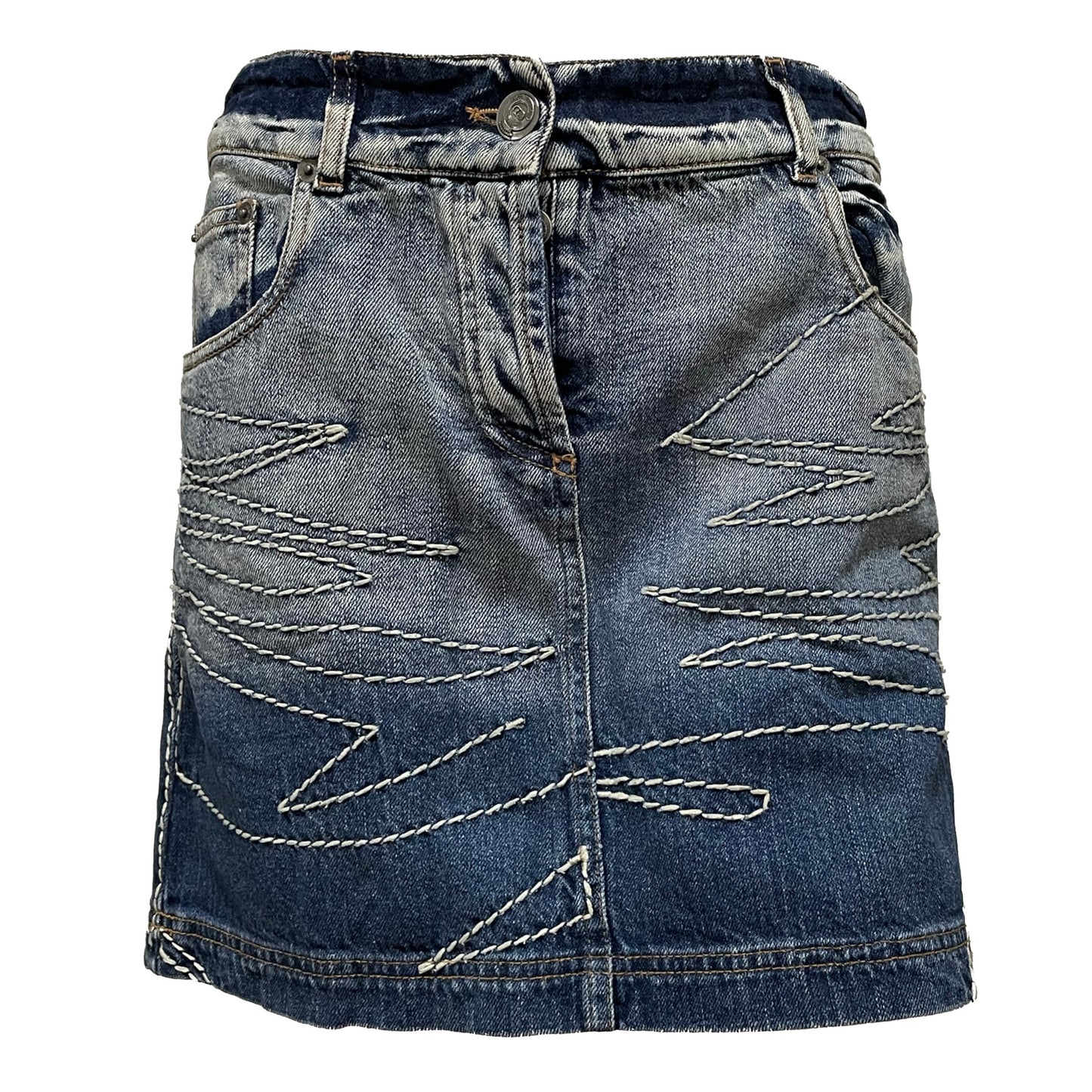 CHRISTIAN DIOR Fall Winter 2006 Stitch Detail Denim Mini Skirt