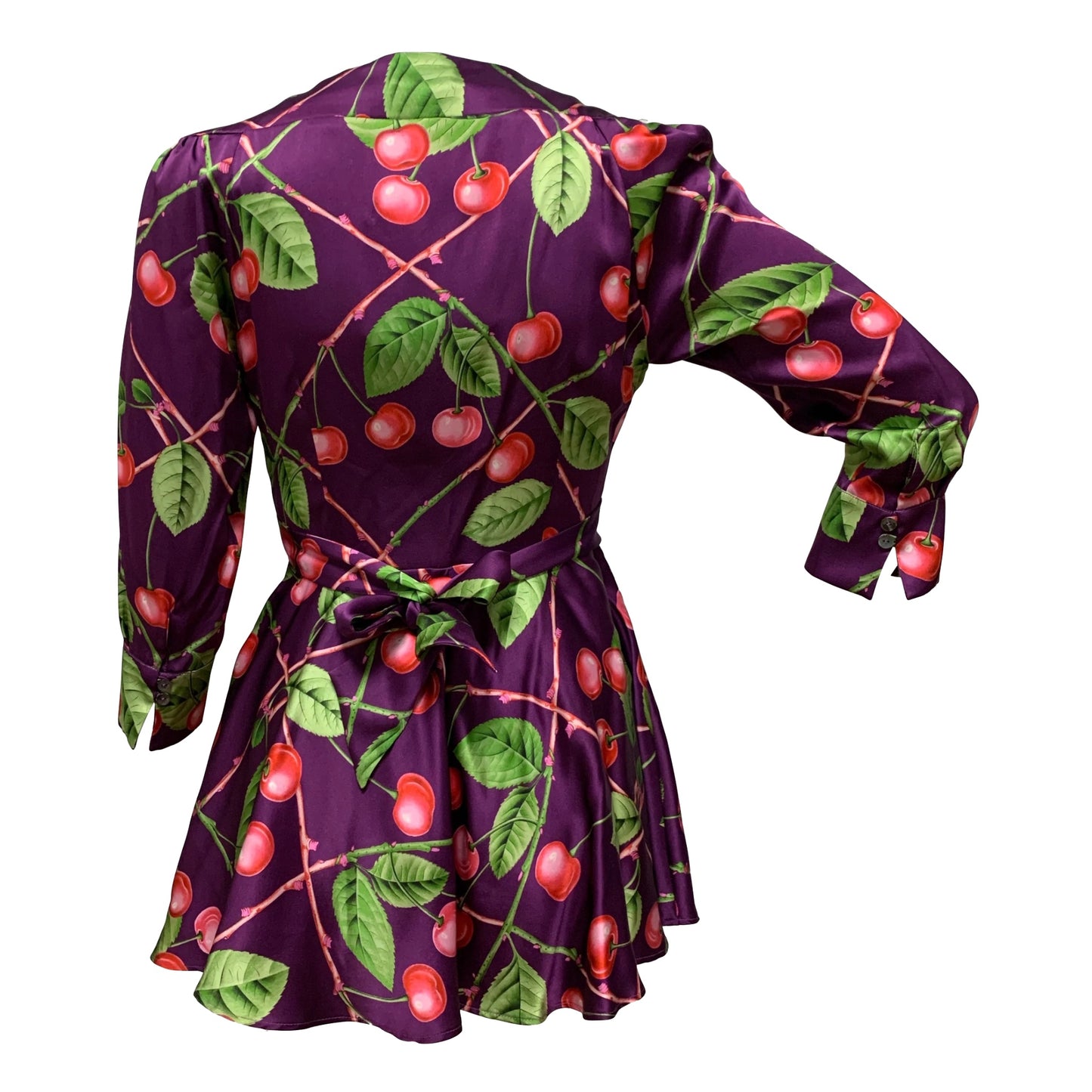 JOHN GALLIANO Fall Winter 2003 Cherry Print Silk Mini Dress