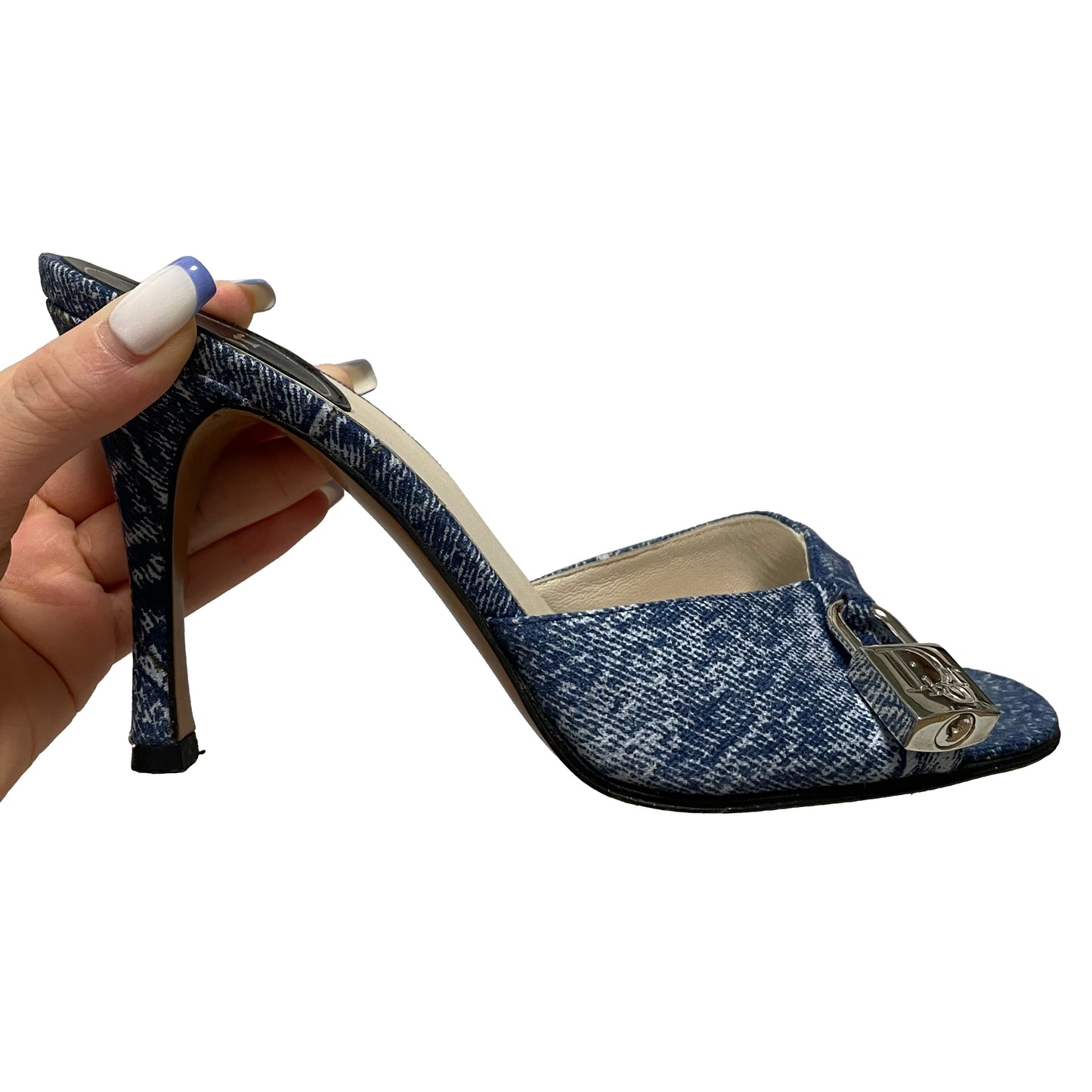 CHRISTIAN DIOR Spring Summer 2001 Lock and Key Denim Sandals