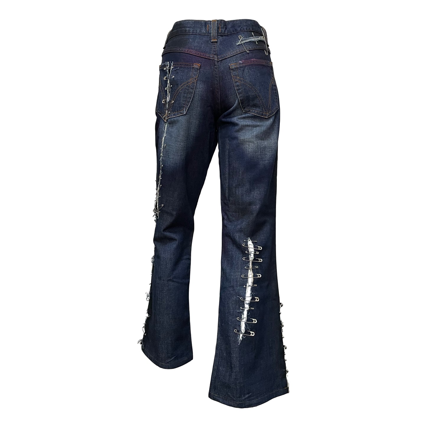 D&G Safety Pin High Waisted Flared Denim Pants