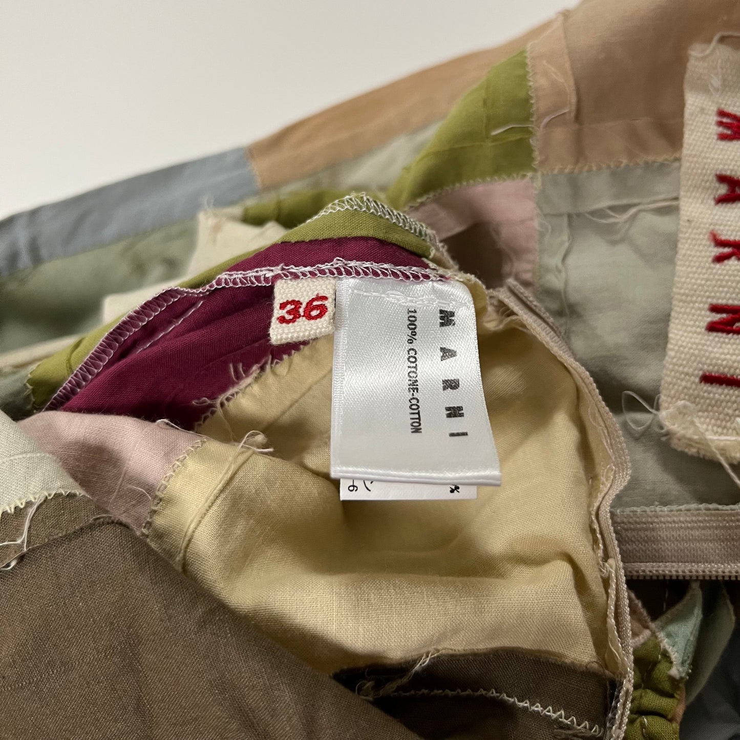 MARNI Fall Winter 2002 Patchwork Scrunched Drawstring Skirt