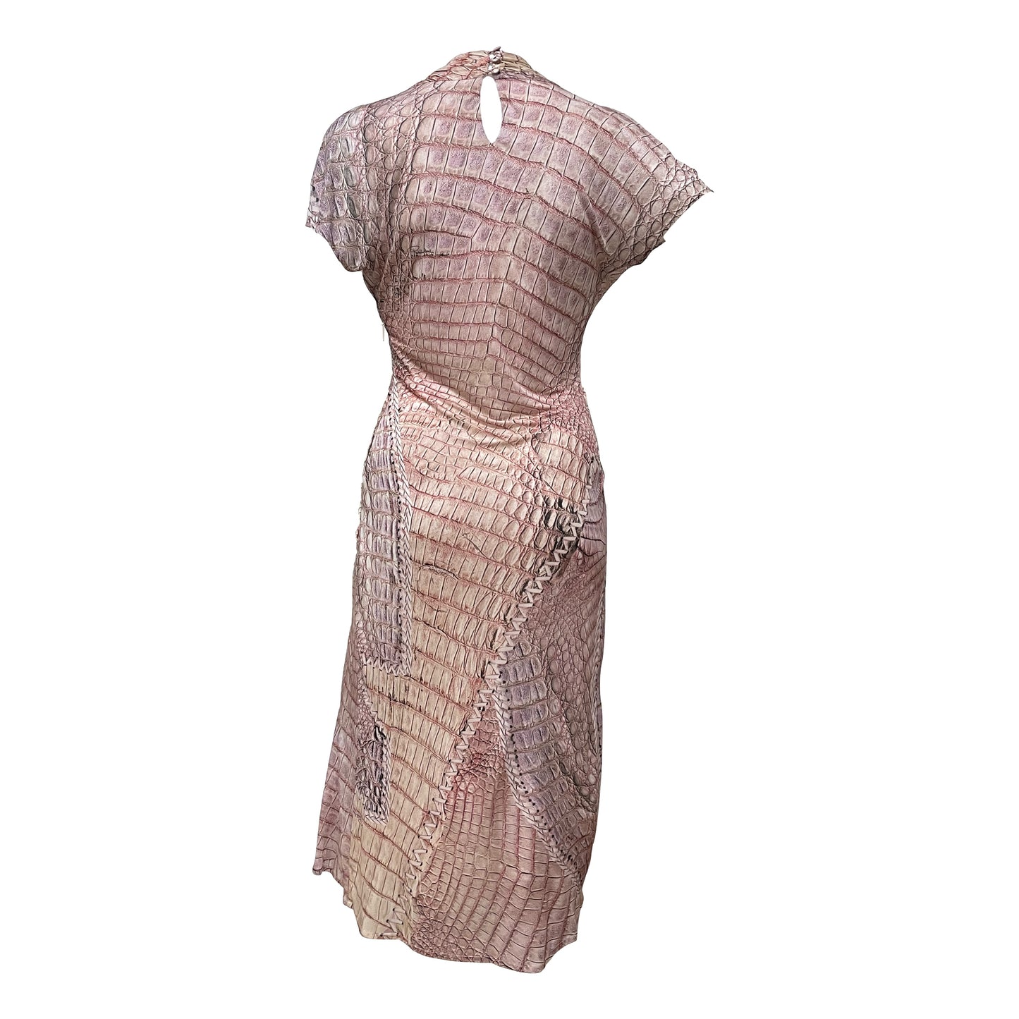 ROBERTO CAVALLI Spring Summer 2011 Crocodile Print Laced Up Dress
