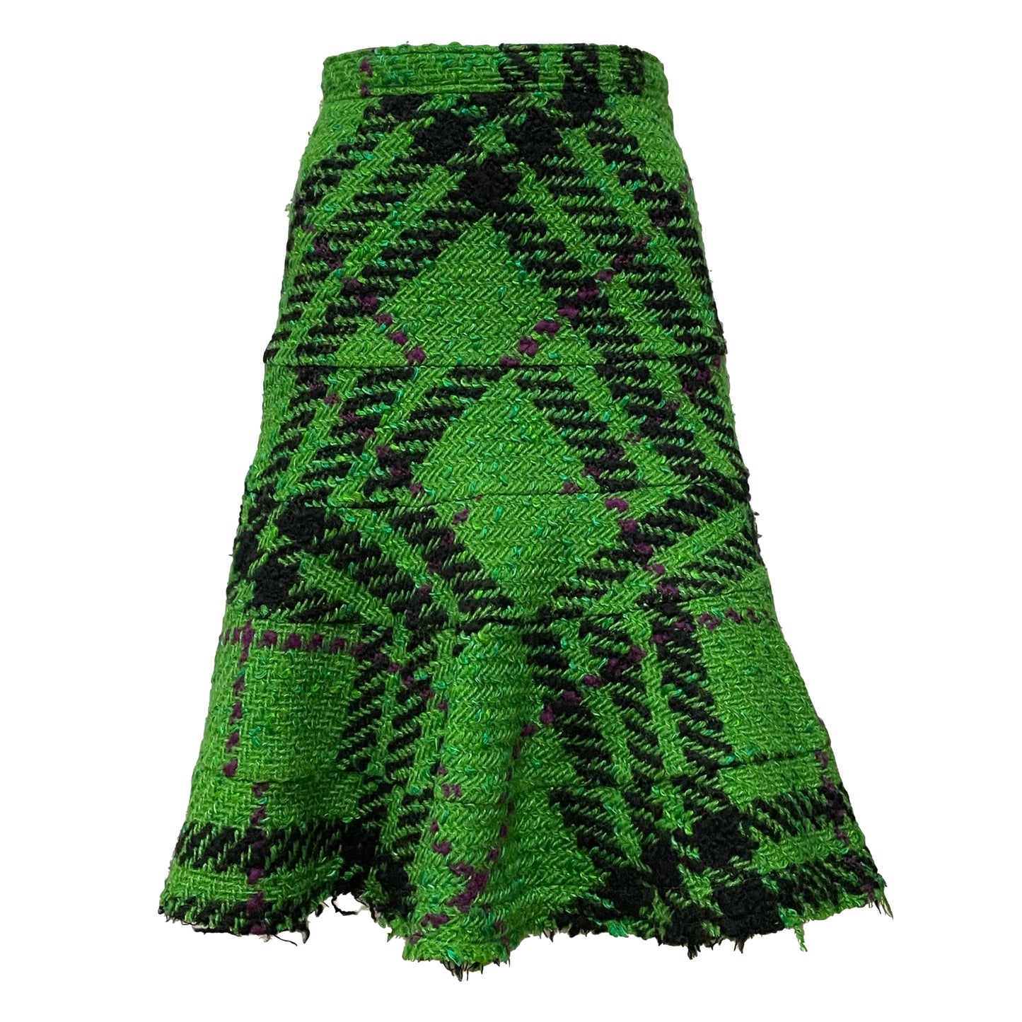 JUNYA WATANABE Fall Winter 2001 Check Tweed Knit Flared Midi Skirt