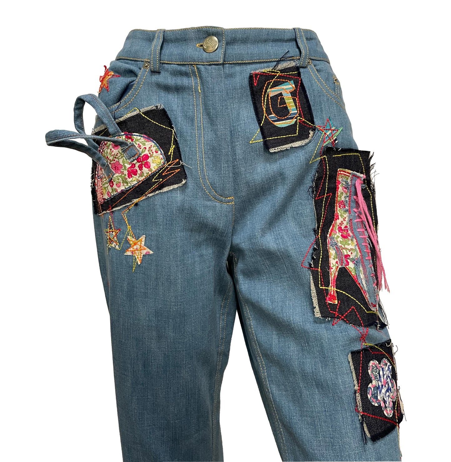JOHN GALLIANO Spring Summer 2002 Flared Denim Patchwork Pants
