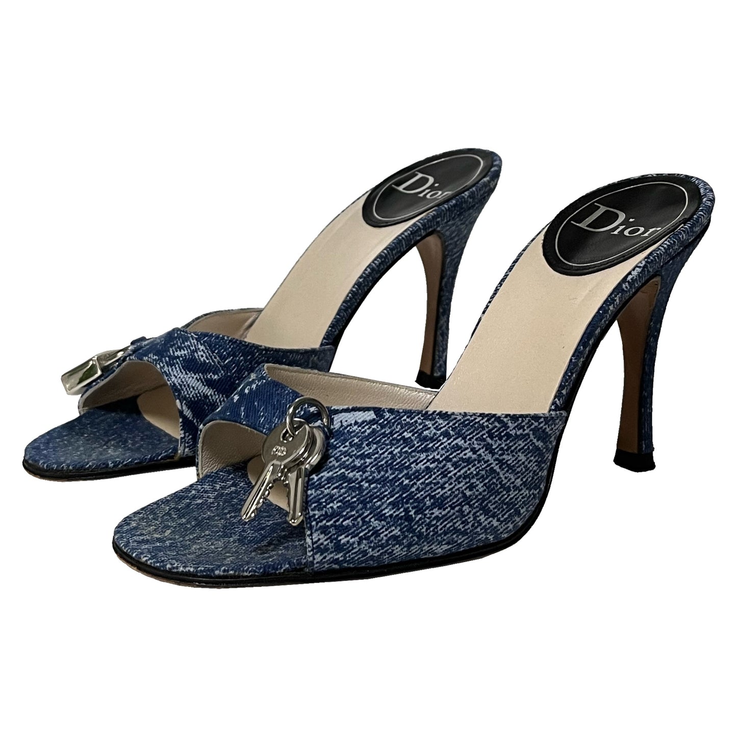 CHRISTIAN DIOR Spring Summer 2001 Lock and Key Denim Sandals