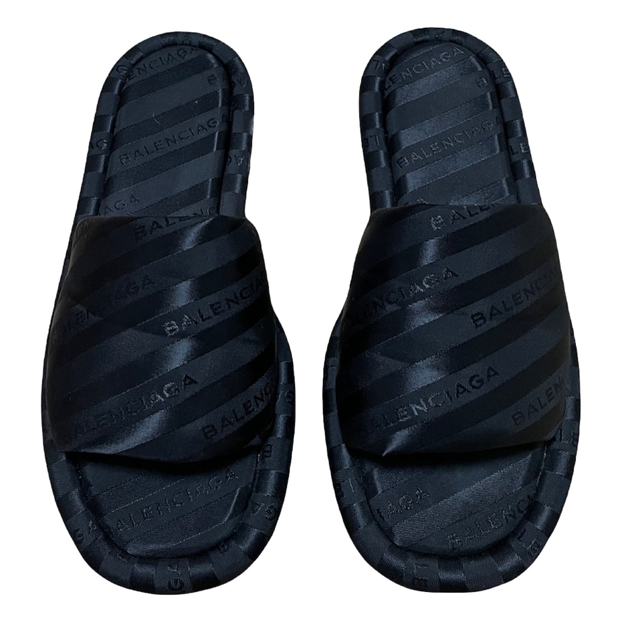 BALENCIAGA Jacquard Logo Striped Slides