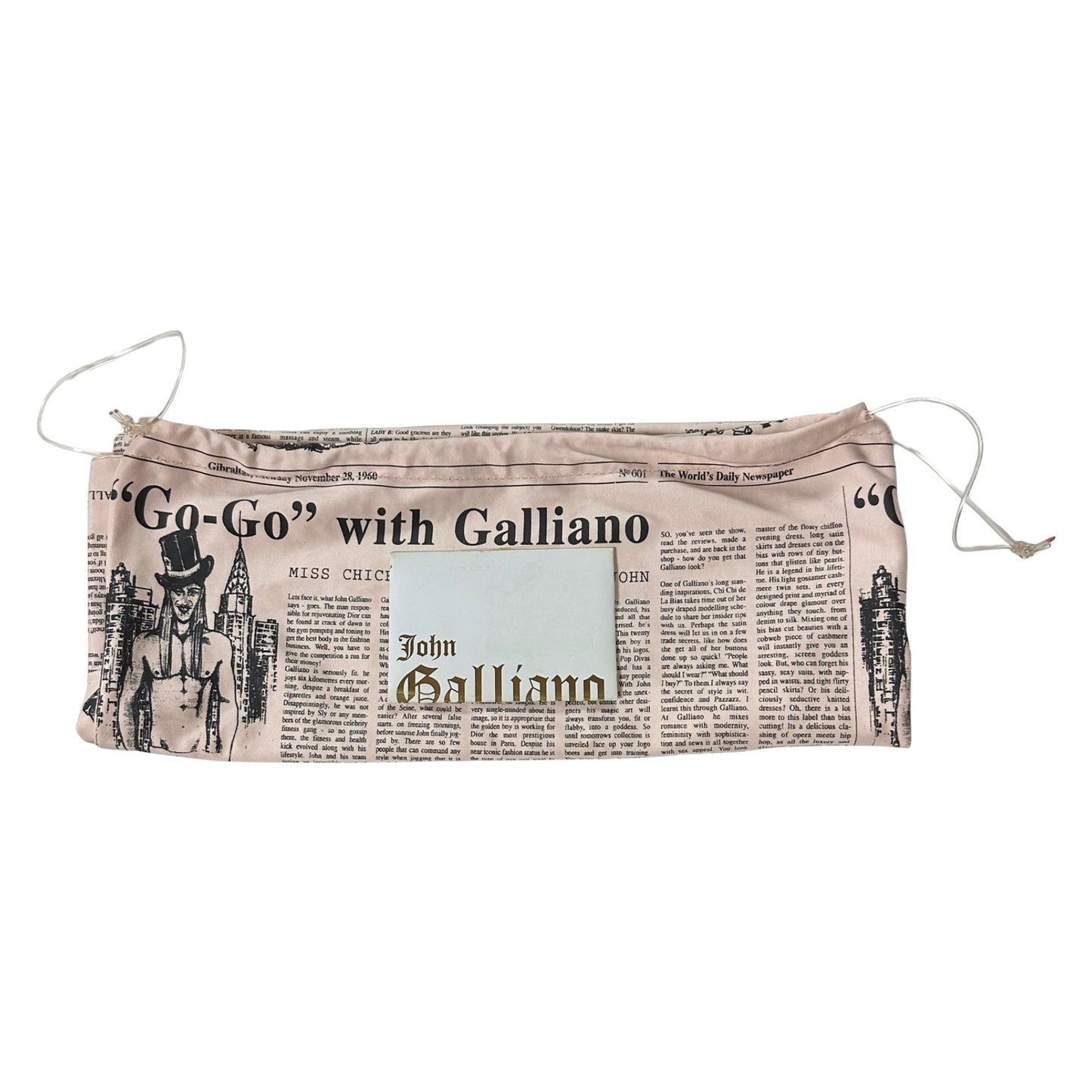 JOHN GALLIANO Spring Summer 2003 Snake Chain Newspaper Print Bag