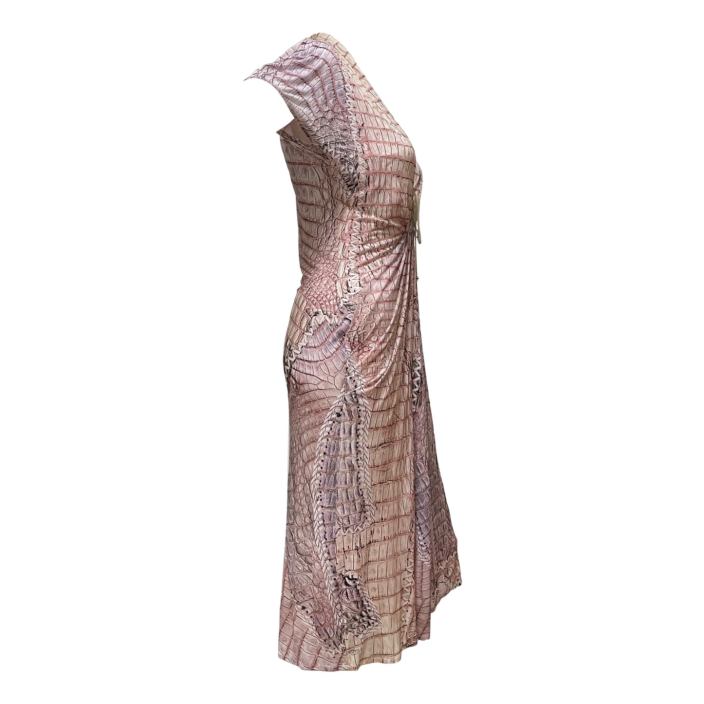 ROBERTO CAVALLI Spring Summer 2011 Crocodile Print Laced Up Dress