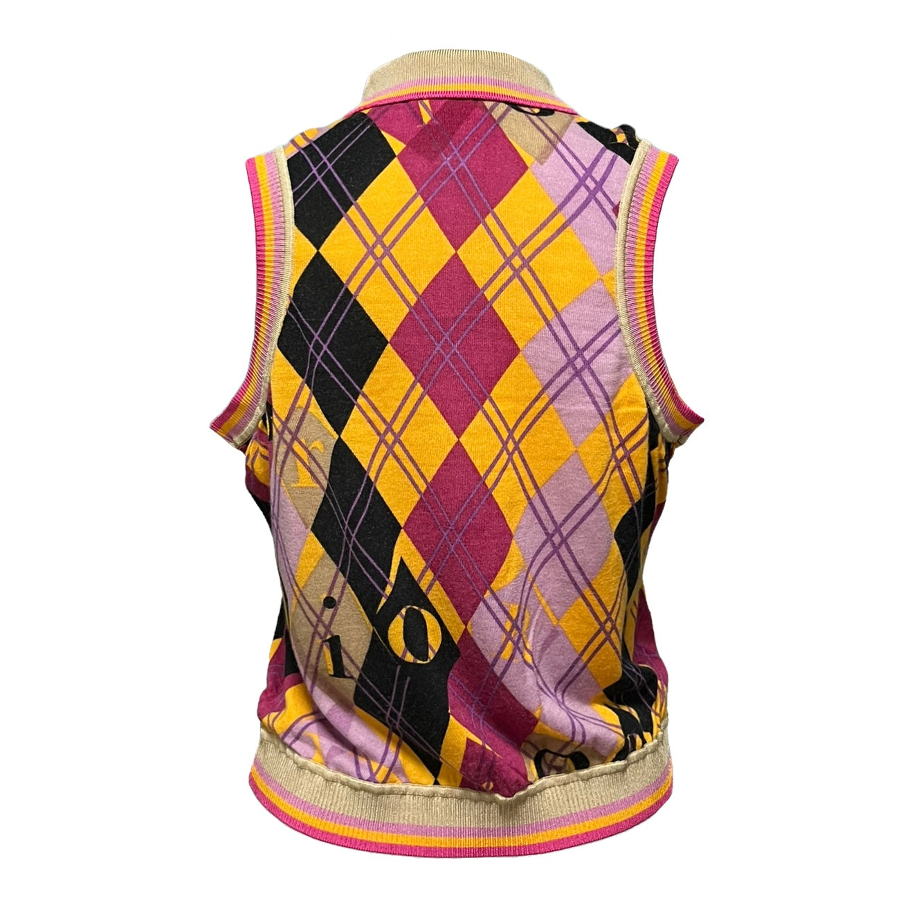 CHRISTIAN DIOR Fall Winter 2004 Golf Checkered Sleeveless Knit Polo Shirt