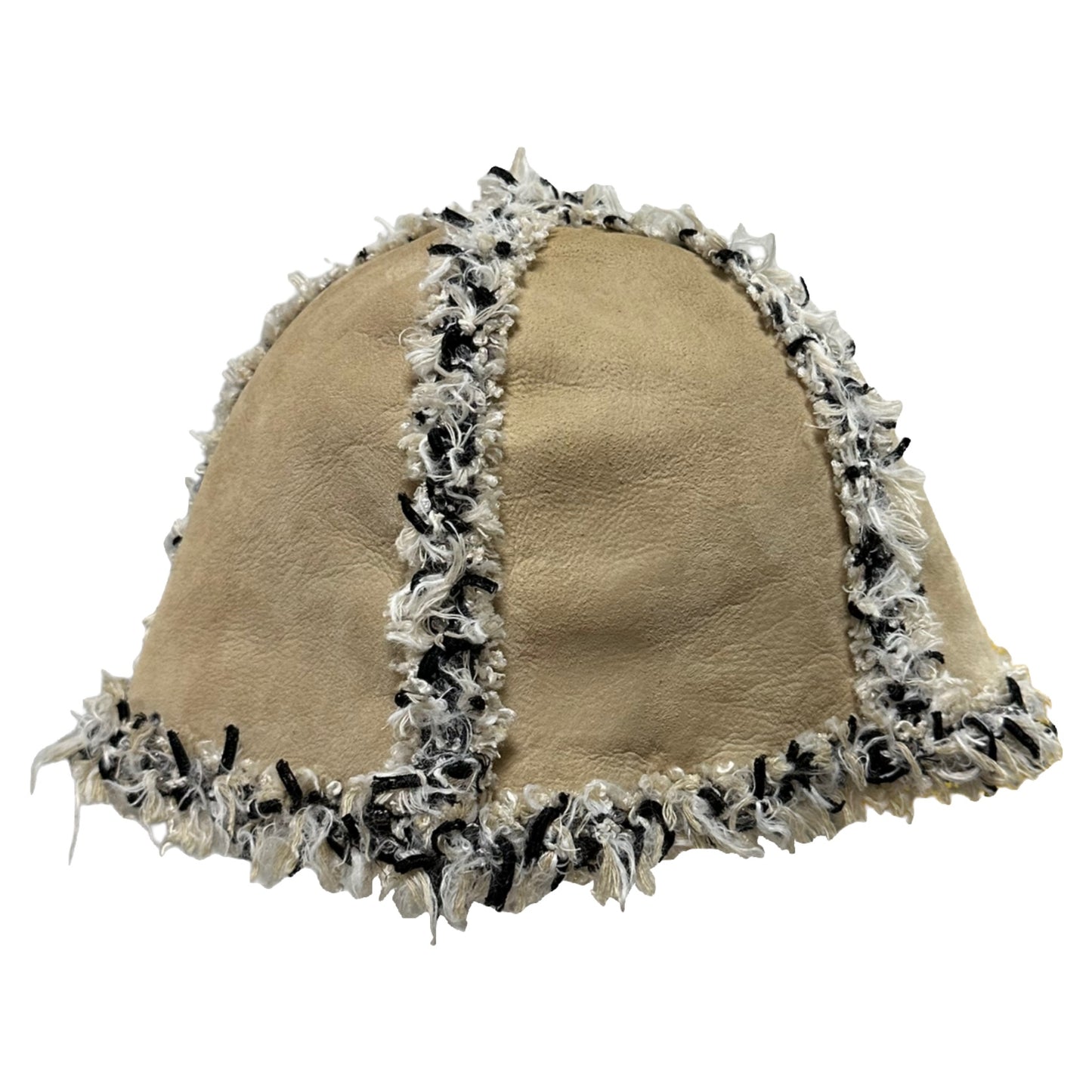 CHANEL Fall Winter 2005 Tweed Trim Leather Bucket Hat