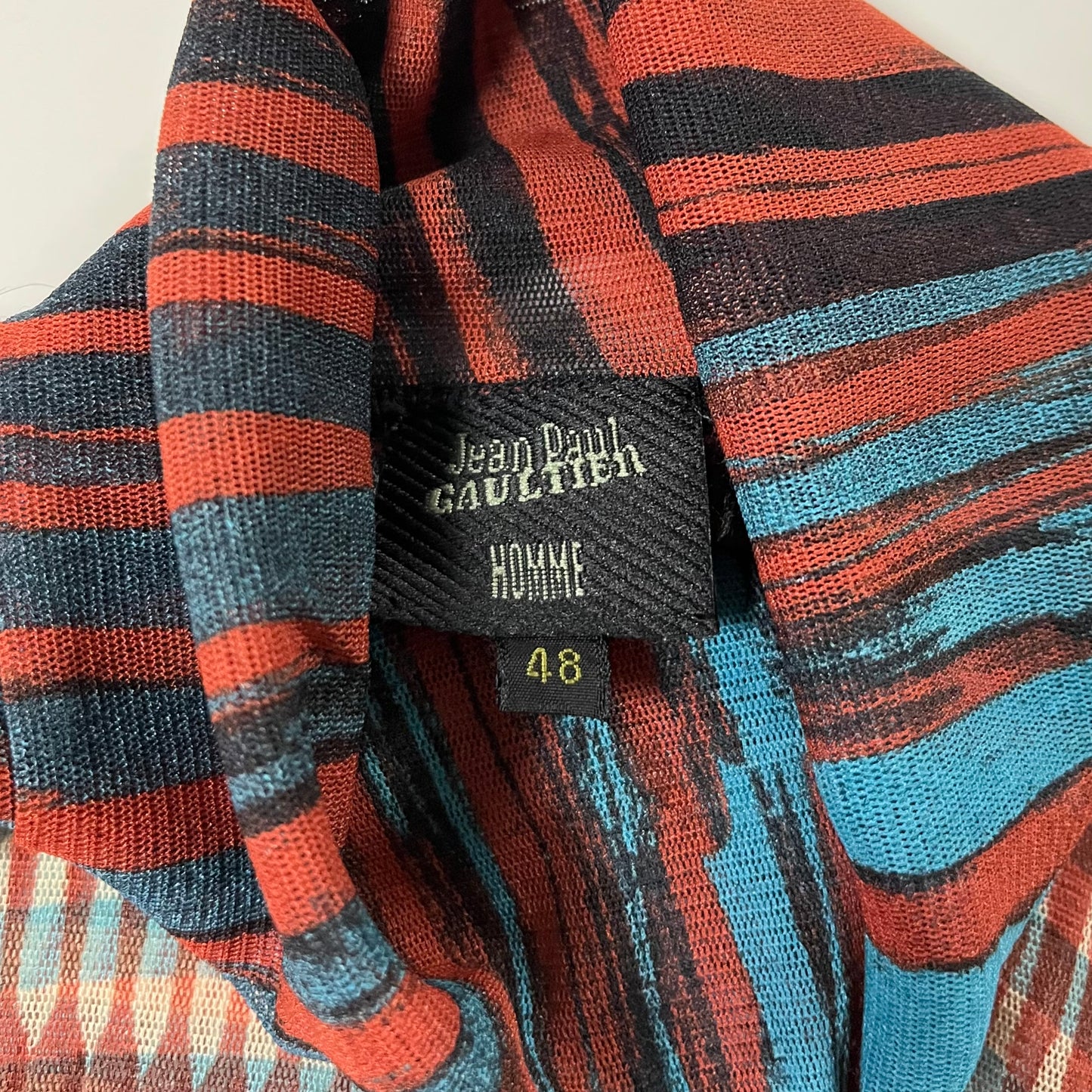 JEAN PAUL GAULTIER HOMME Marlene Dietrich Face Print Mesh Turtleneck Top