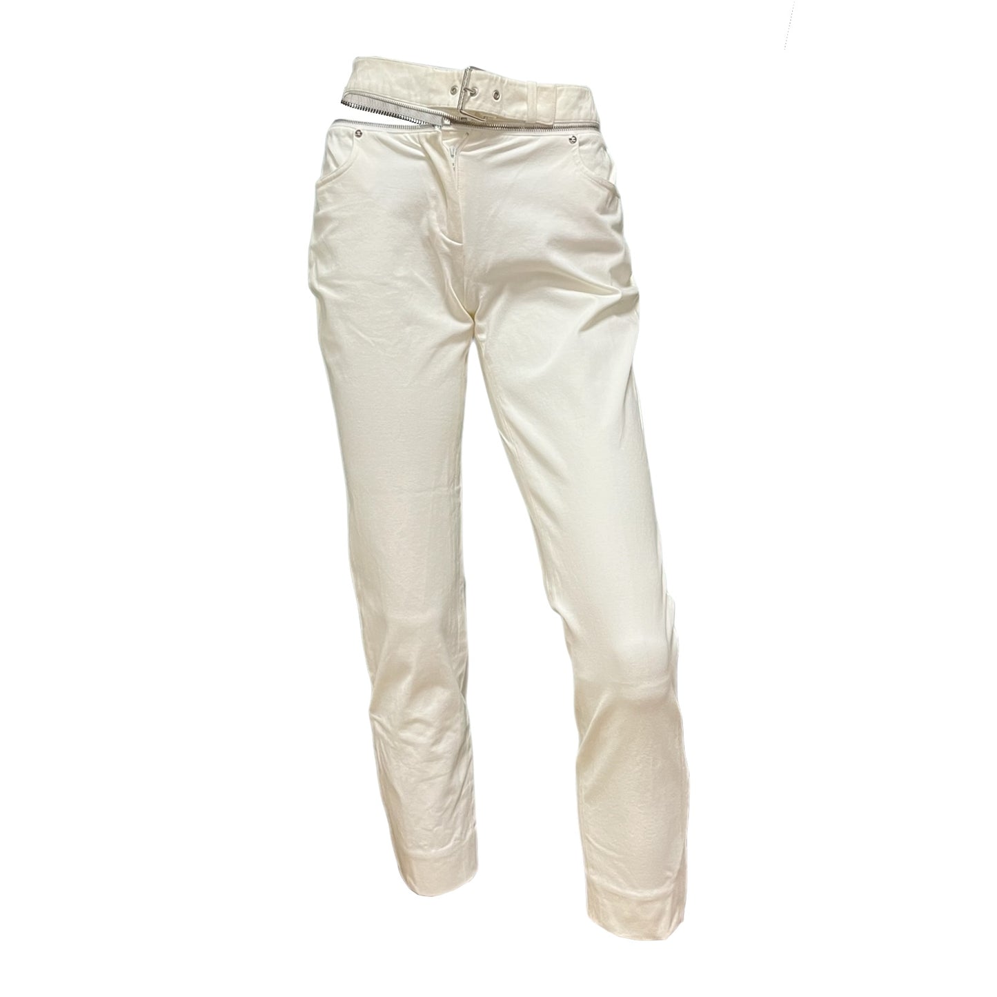 CELINE Zip Detail Cropped Straight Leg Pants