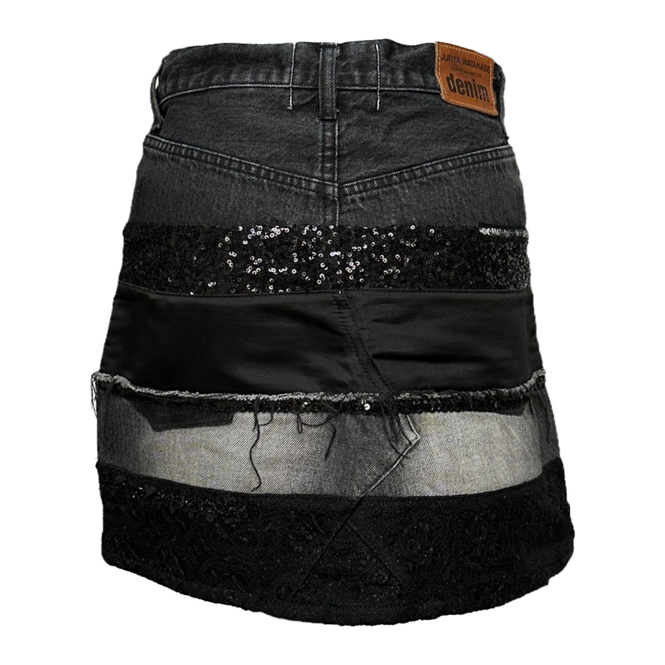 JUNYA WATANABE Fall Winter 2014 Multitexture Patchwork Denim Mini Skirt