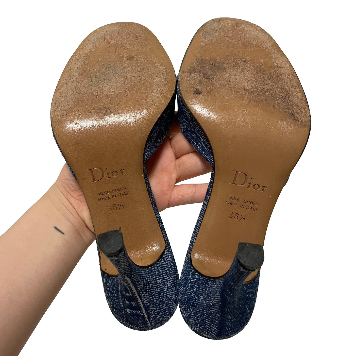 CHRISTIAN DIOR Spring Summer 2001 Lock and Key Denim Sandals