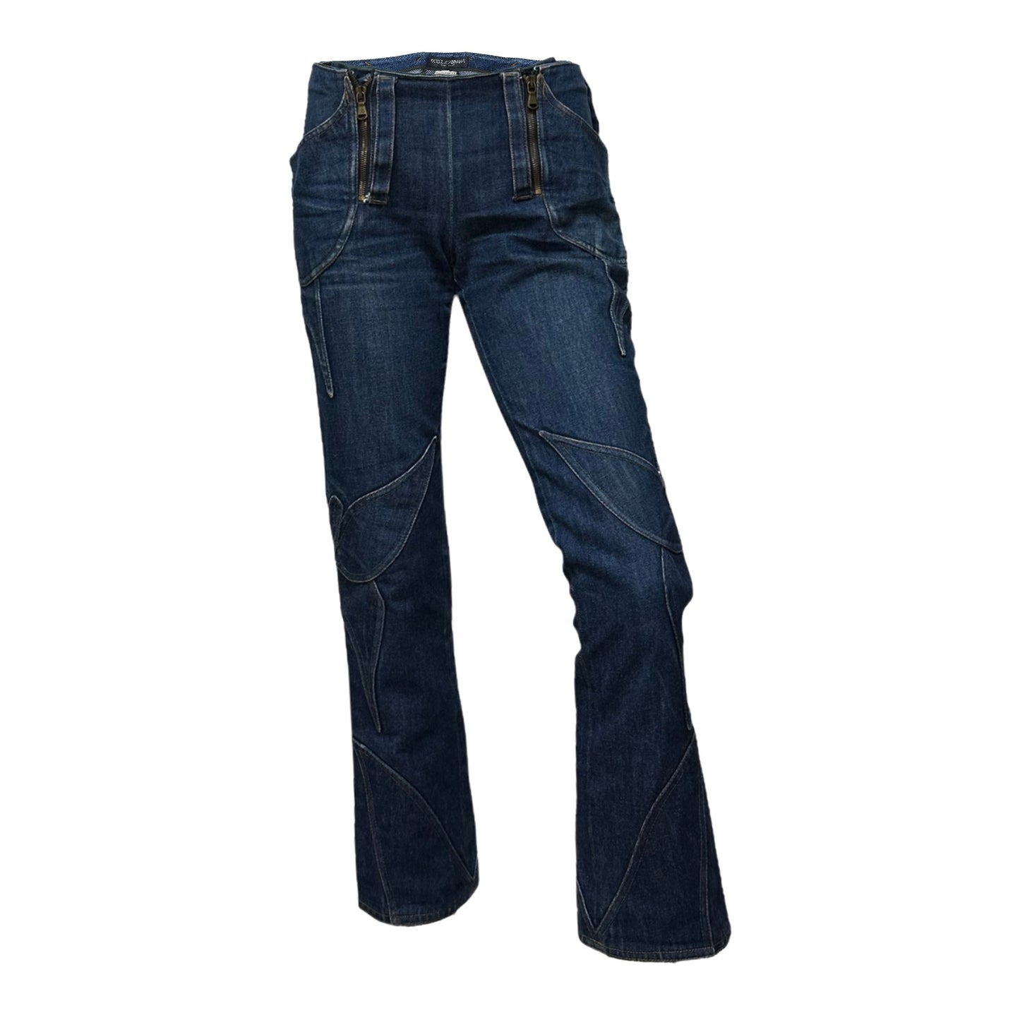 DOLCE&GABBANA Spring Summer 2002 Butterfly Patchwork Denim Pants