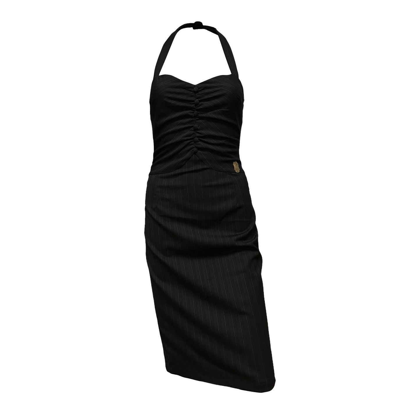 JOHN GALLIANO Striped Halter Neck Midi Dress