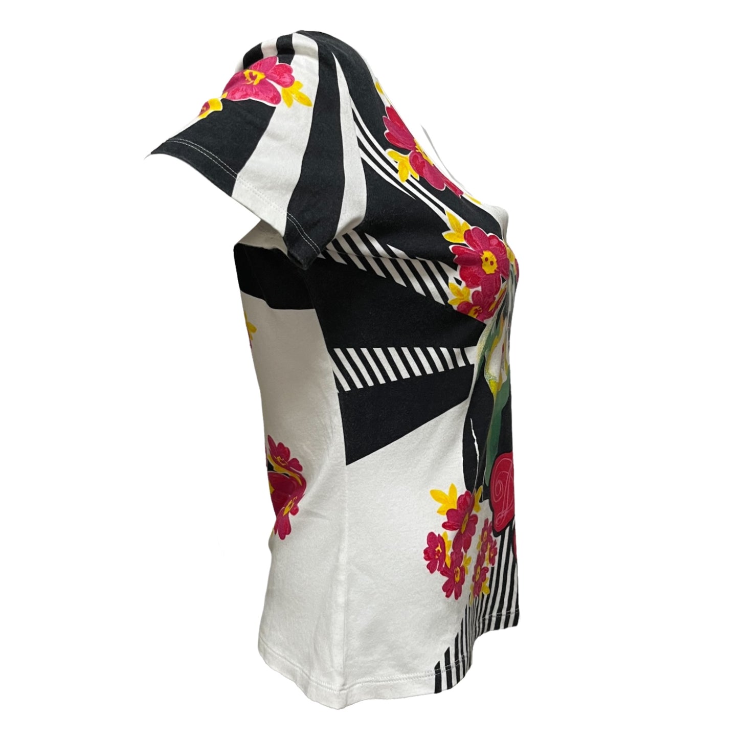 CHRISTIAN DIOR Spring Summer 2004 Striped Floral T-Shirt