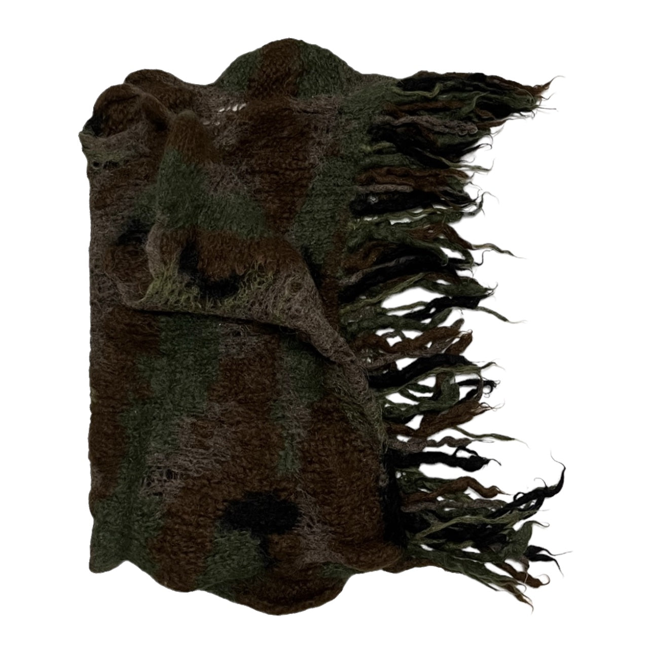 JUNYA WATANABE Fall Winter 2006 Fringed Distressed Military Camouflage Knit Scarf