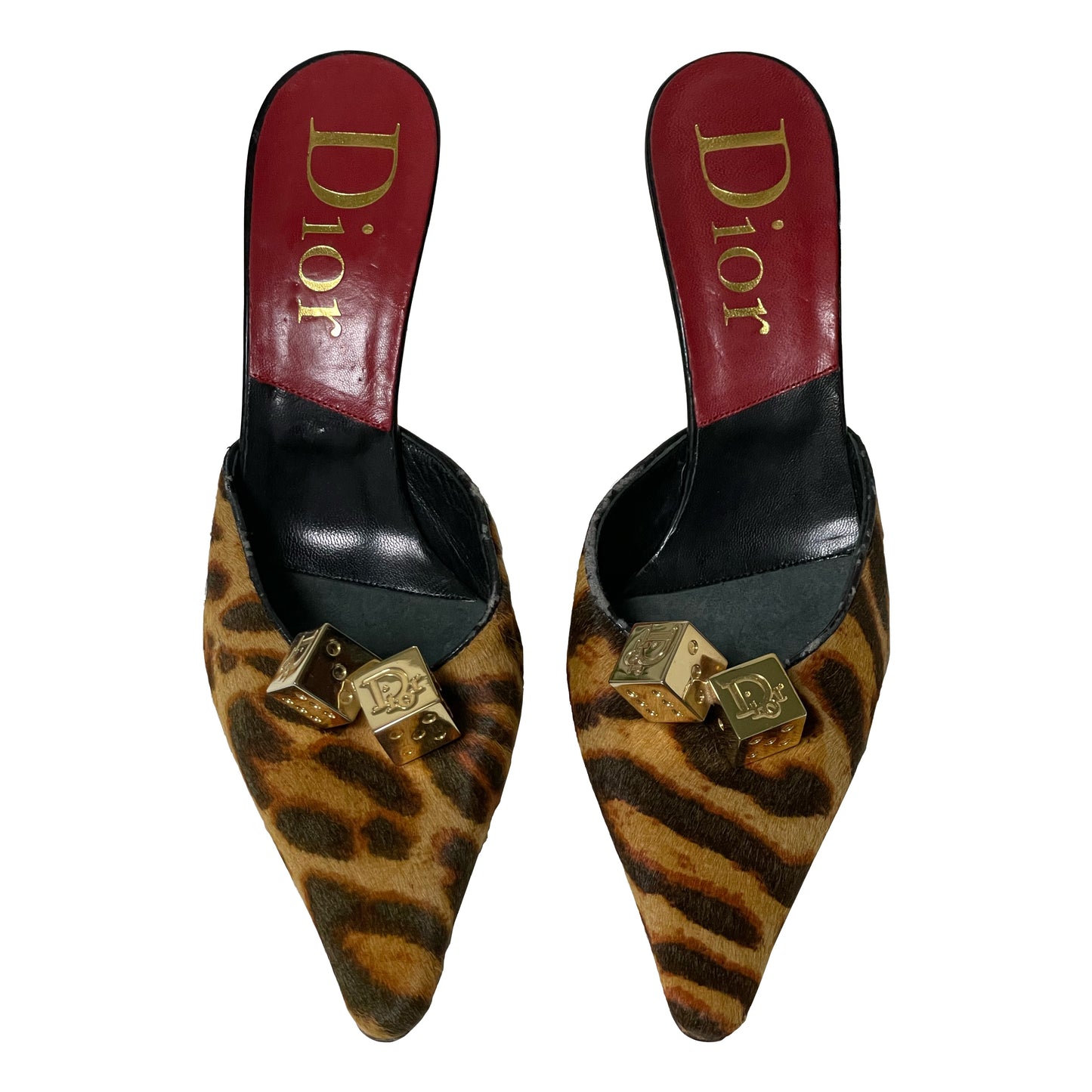 CHRISTIAN DIOR Fall Winter 2004 Leopard Print Dice Mule
