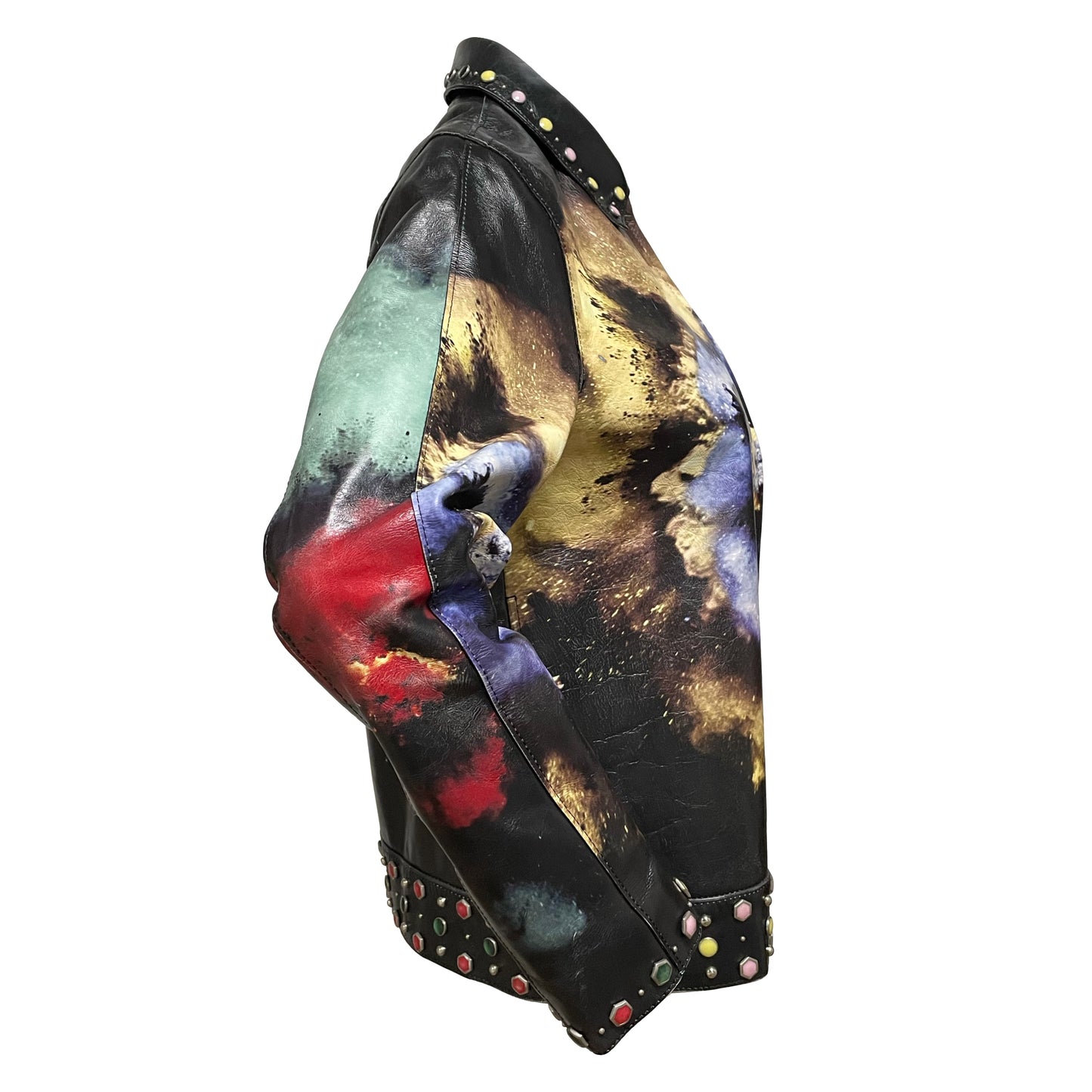 UNDERCOVER Spring Summer 2016 "Greatest" Flower Print Studs Leather Jacket