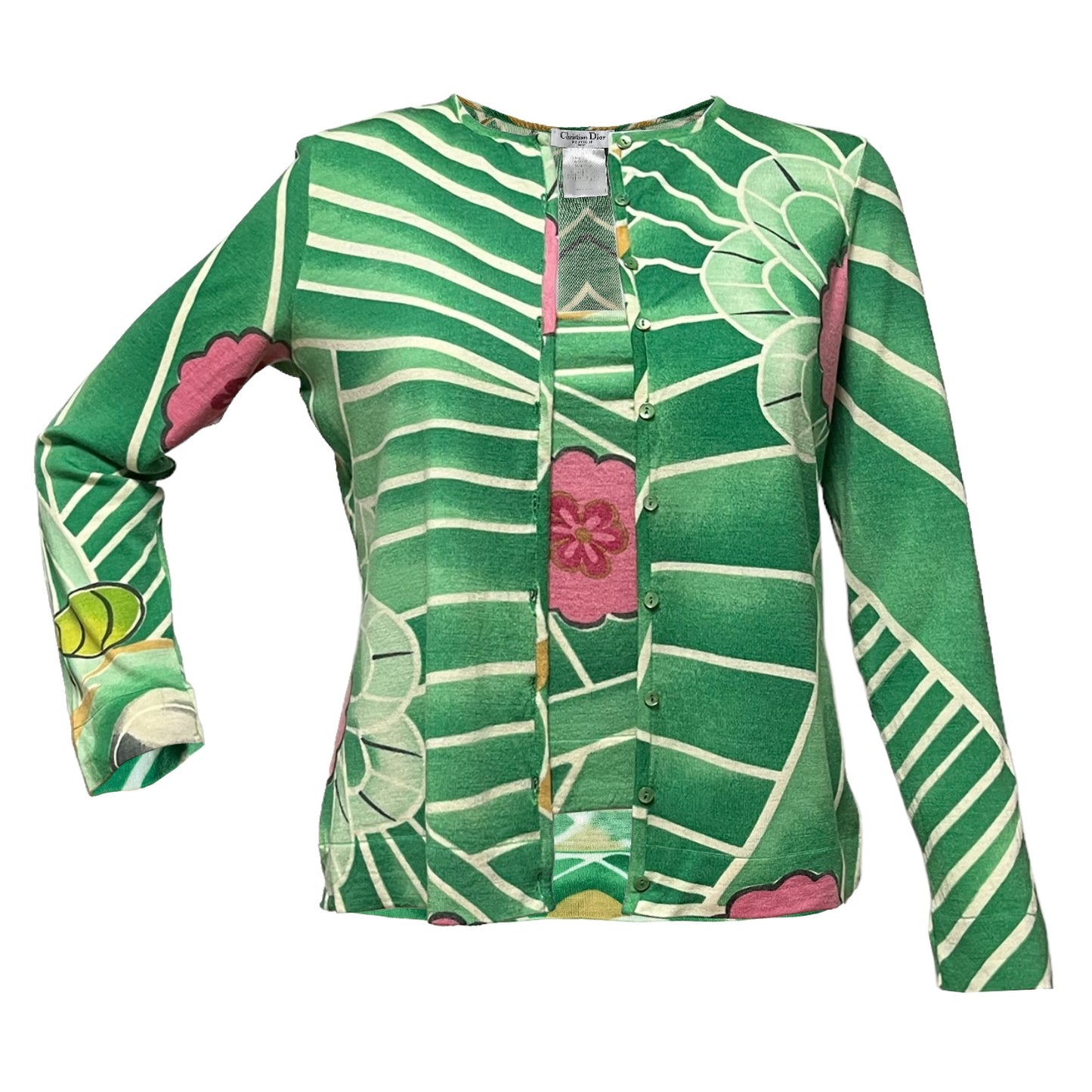 CHRISTIAN DIOR Fall Winter 2003 Koi Floral Print Cardigan and Camisole Set