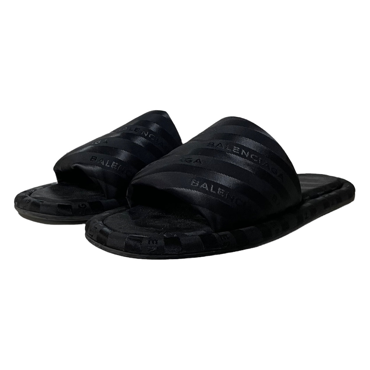 BALENCIAGA Jacquard Logo Striped Slides