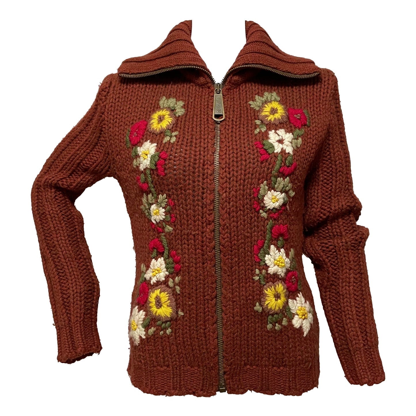 D&G Fall Winter 2002 Embroidered Floral Knit Cardigan