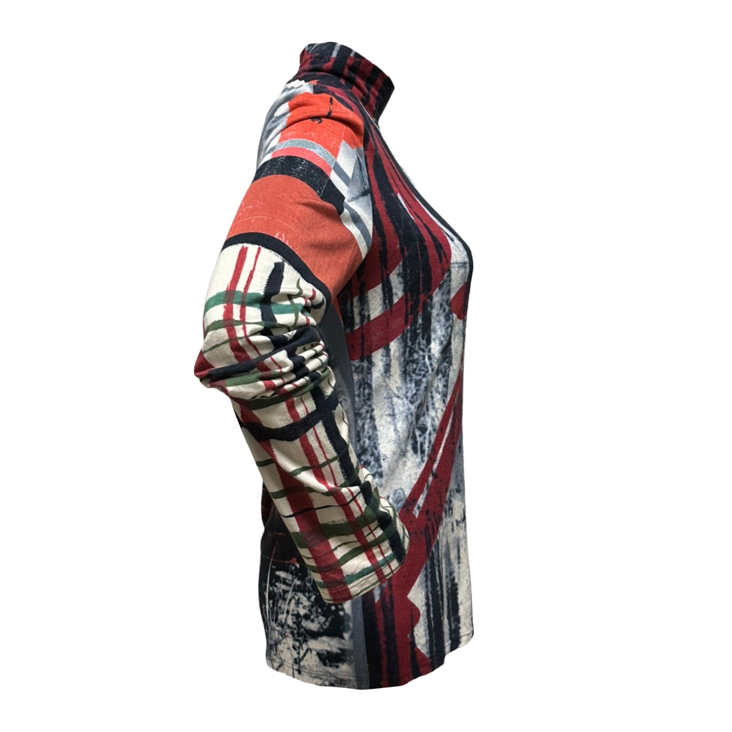 JEAN PAUL GAULTIER HOMME Fall Winter 2001 Abstract Printed Turtleneck Long Sleeve Top
