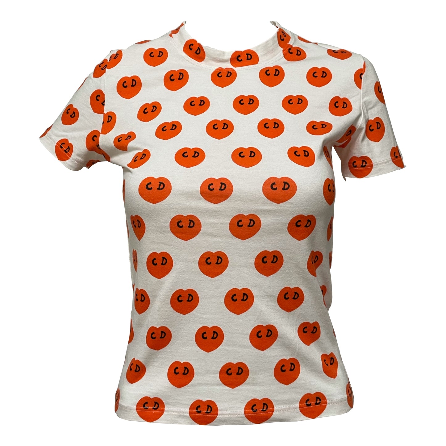 CHRISTIAN DIOR Spring Summer 2002 CD Logo Heart Print T-Shirt