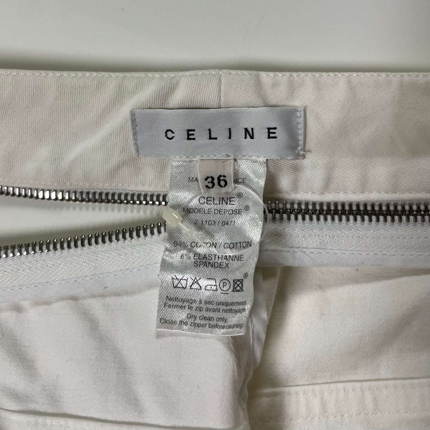 CELINE Zip Detail Cropped Straight Leg Pants