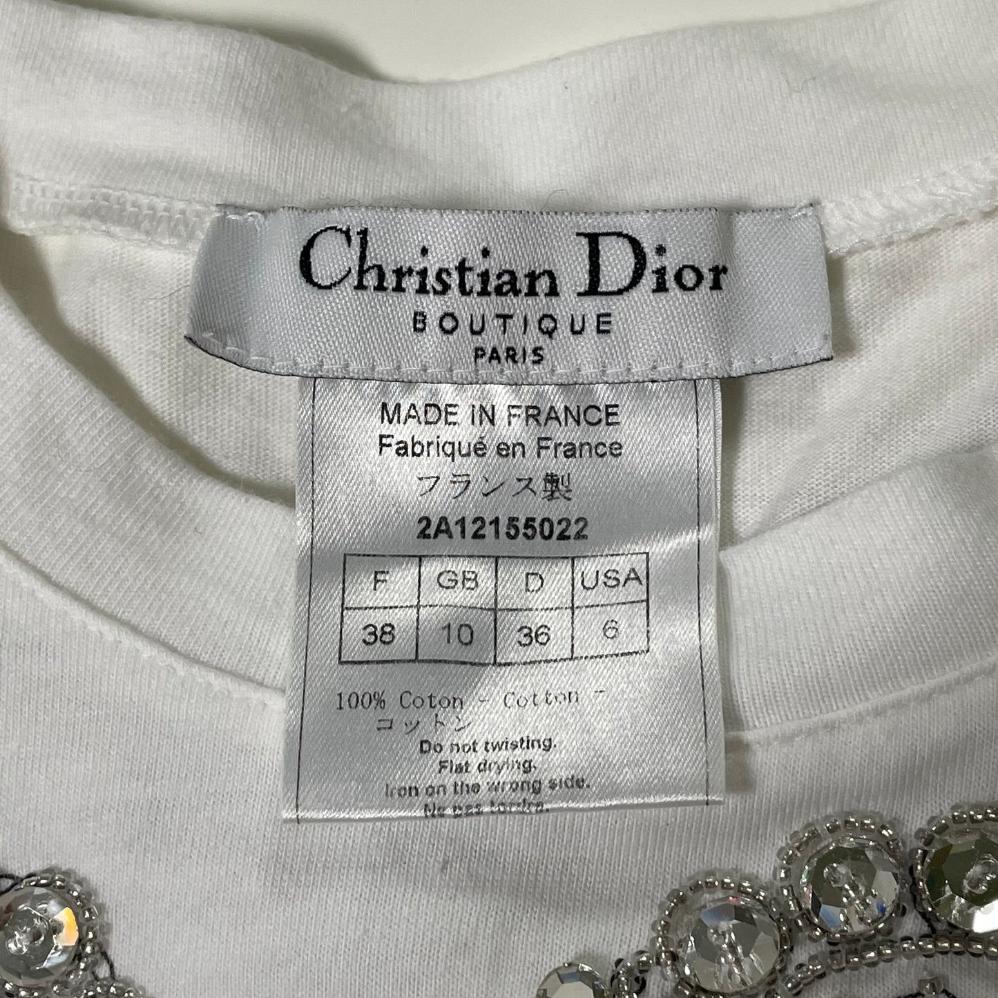 CHRISTIAN DIOR Fall Winter 2002 Crystal Embellished T-Shirt