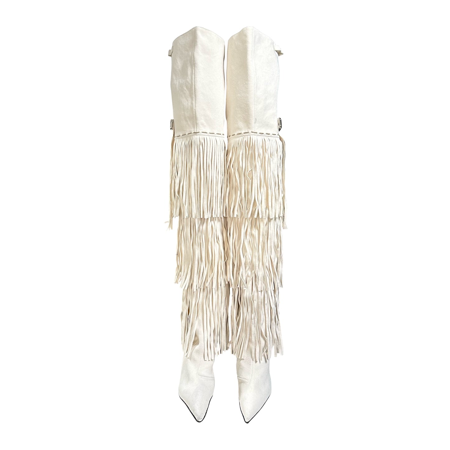 DOLCE&GABBANA Spring Summer 2004 Suede Fringed Thigh High Boots