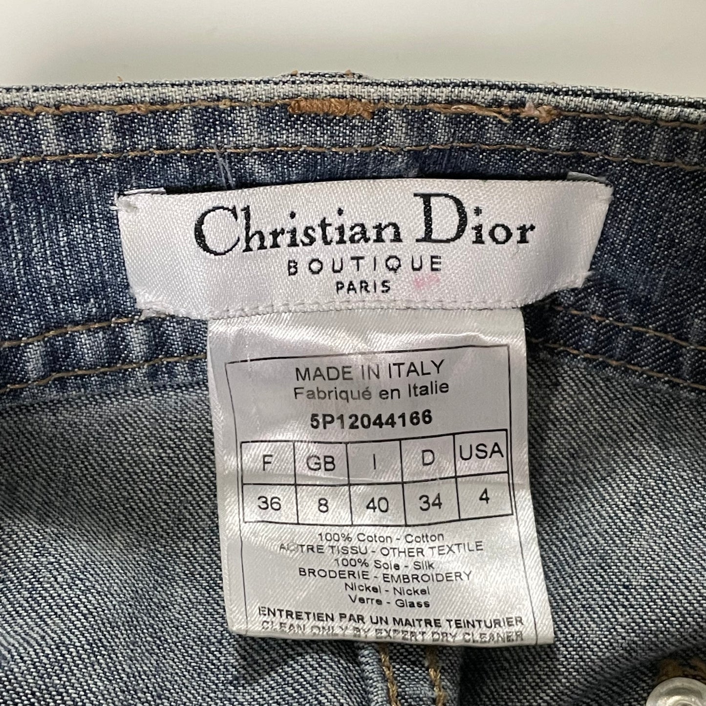 CHRISTIAN DIOR Spring Summer 2005 Floral Swarovski Straight Leg Denim Pants