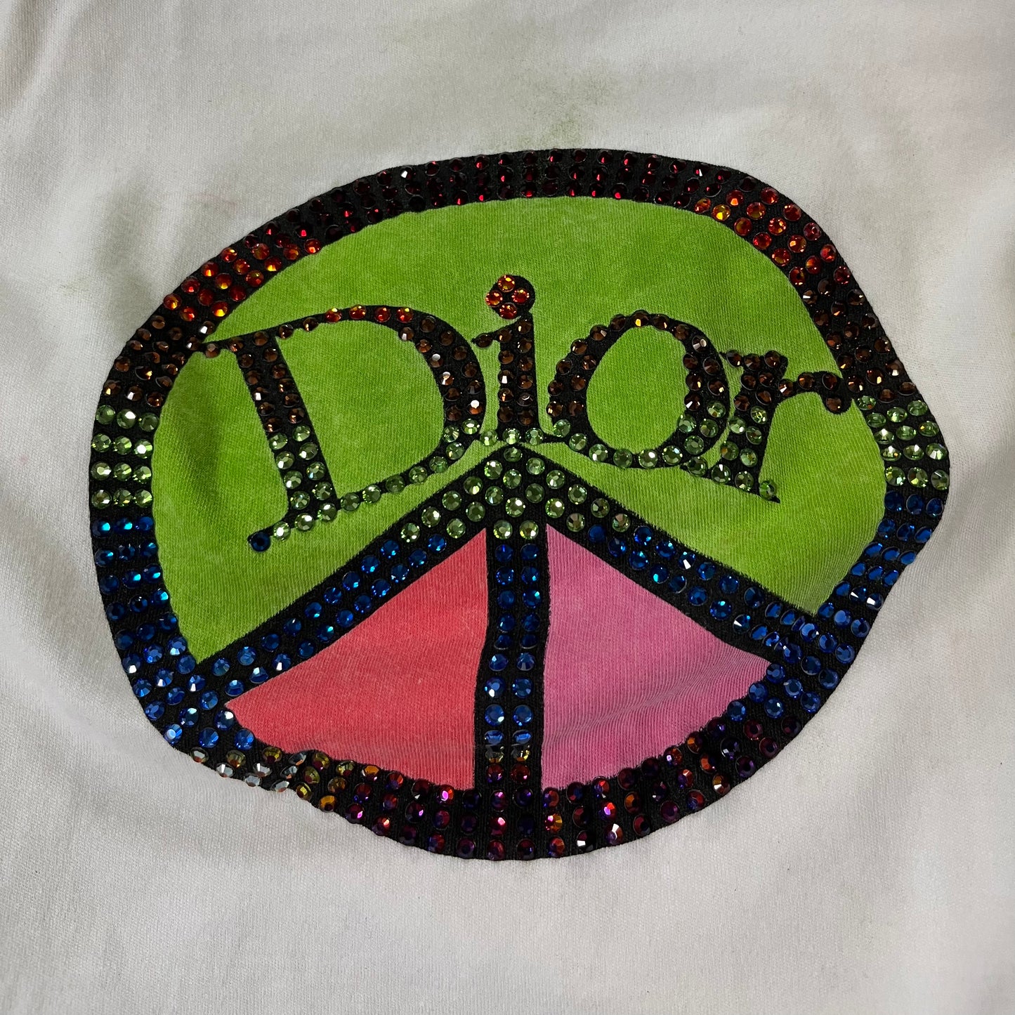 CHRISTIAN DIOR Spring Summer 2005 Peace and Love Sign Swarovski Dior Logo Tank Top