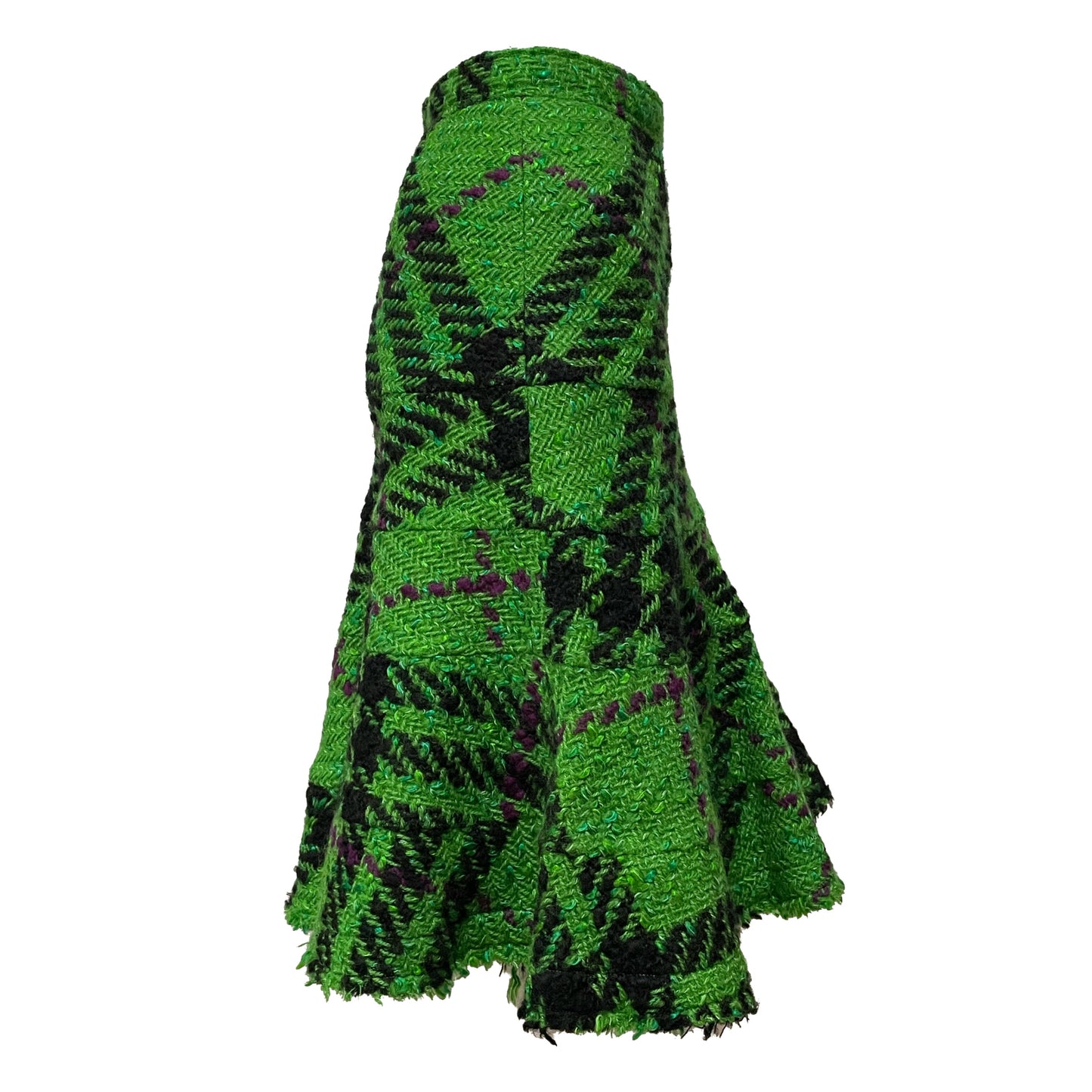 JUNYA WATANABE Fall Winter 2001 Check Tweed Knit Flared Midi Skirt