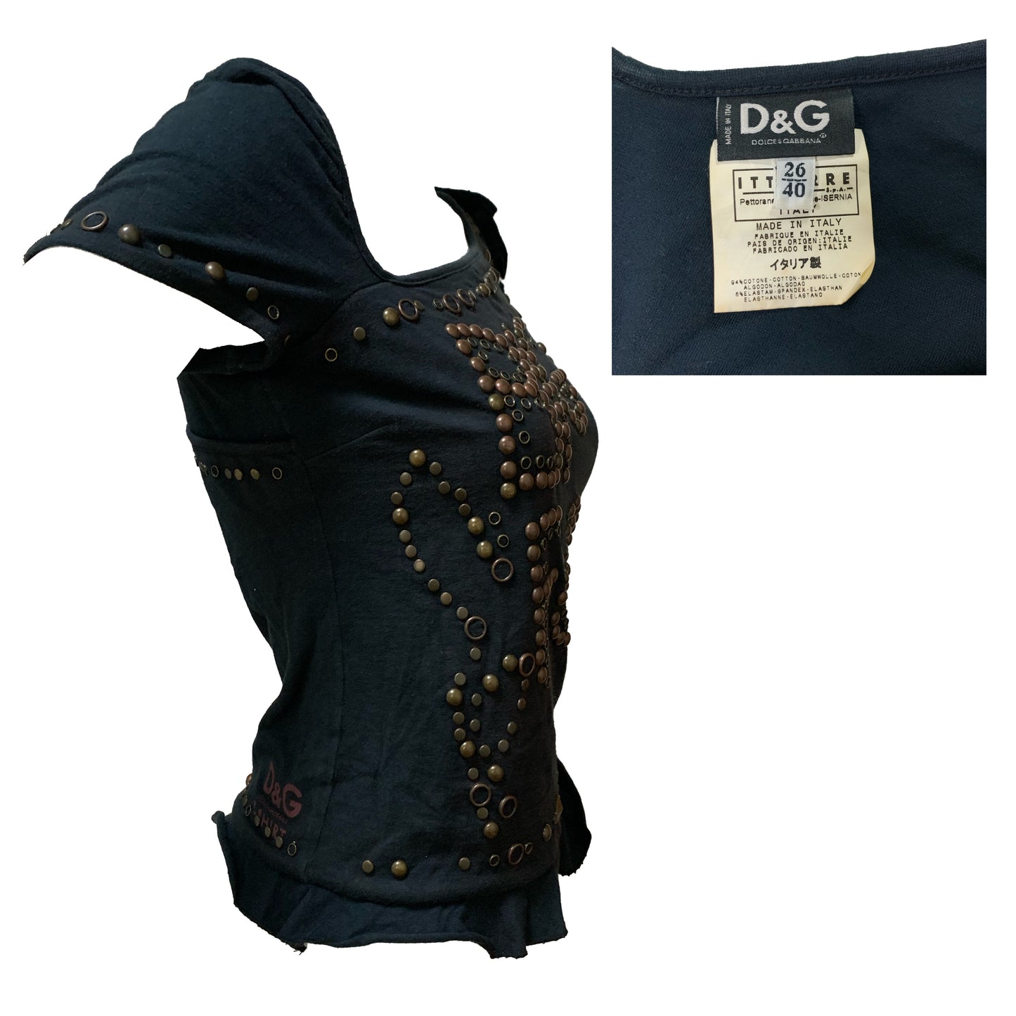 D&G Spring Summer 2003 "BIG FUN" Studs T-Shirt
