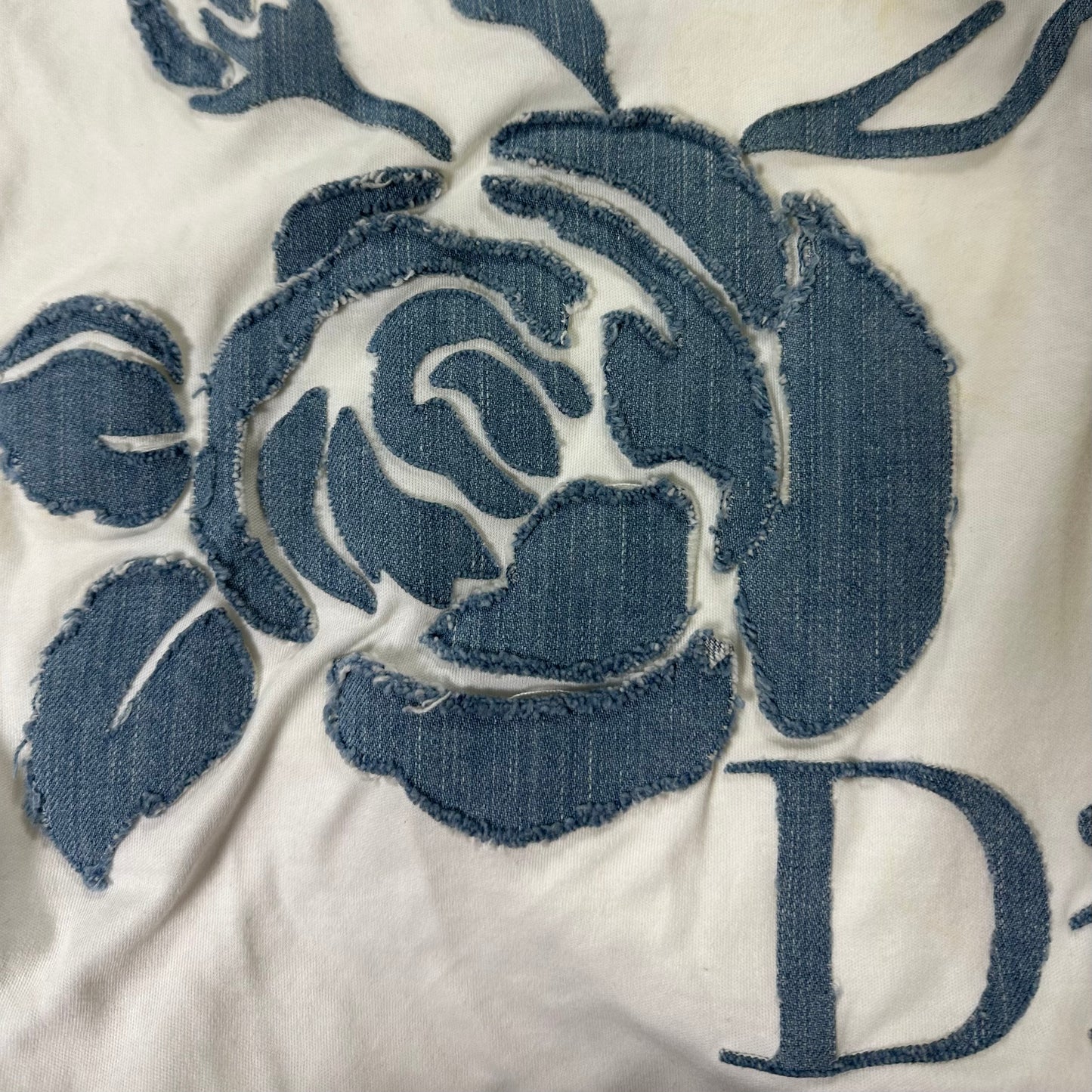 CHRISTIAN DIOR Spring Summer 2005 Denim Flower Patchwork T-Shirt