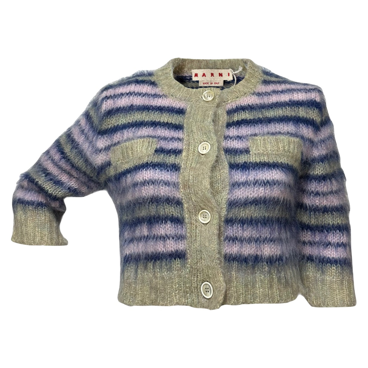 MARNI Fall Winter 2022 Knit Striped Cropped Cardigan