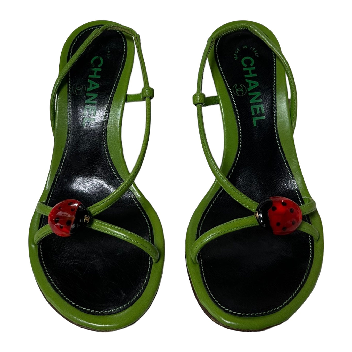 CHANEL Spring Summer 2004 Ladybug Slingback Sandals