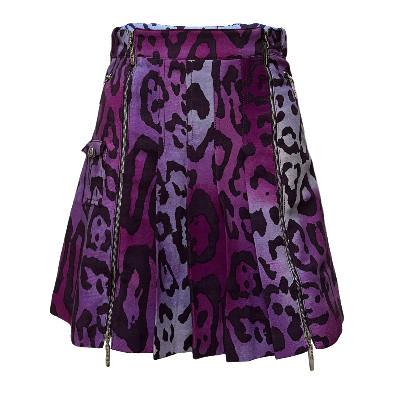 CHRISTIAN DIOR Fall Winter 2004 Leopard Print High Waisted Pleated Mini Skirt