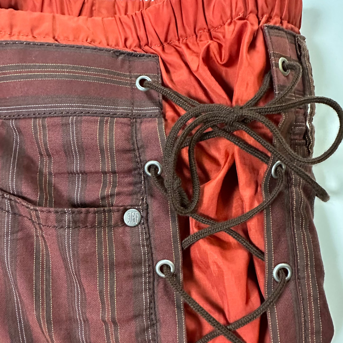 JEAN PAUL GAULTIER Striped Laced Up Straight Pants
