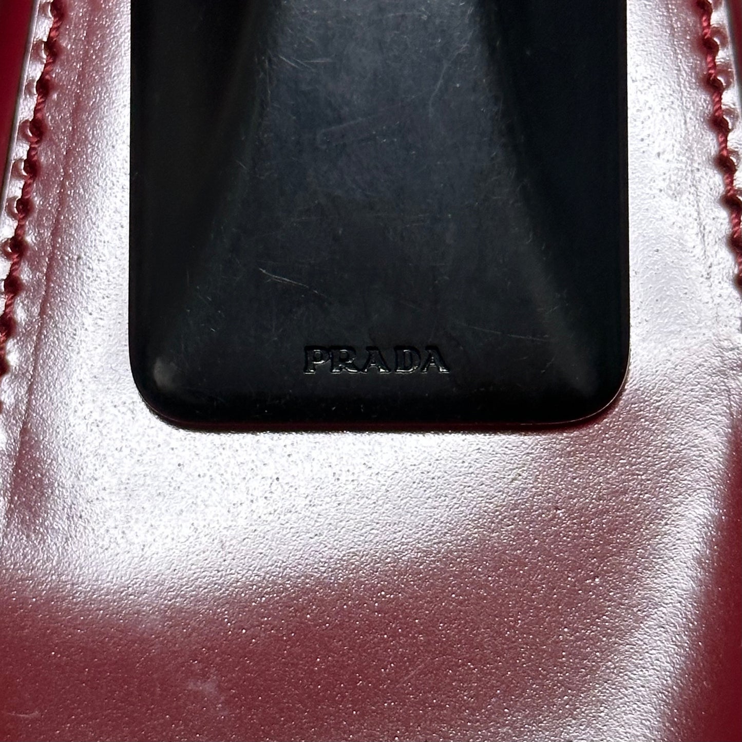 PRADA Fall Winter 1998 Plastic Handle Leather Shoulder Bag