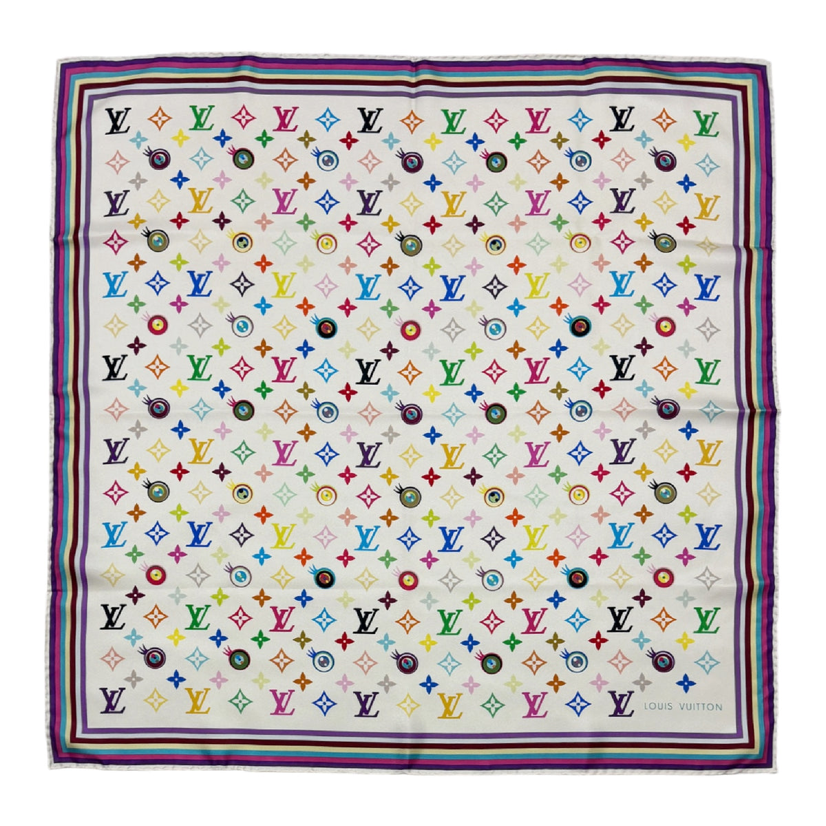 LOUIS VUITTON × TAKASHI MURAKAMI Spring Summer 2003 “Eye Love You” Monogram Silk Scarf