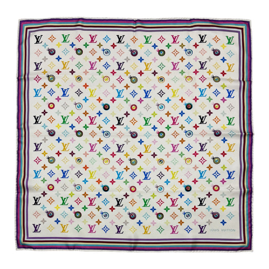 LOUIS VUITTON × TAKASHI MURAKAMI Spring Summer 2003 “Eye Love You” Monogram Silk Scarf
