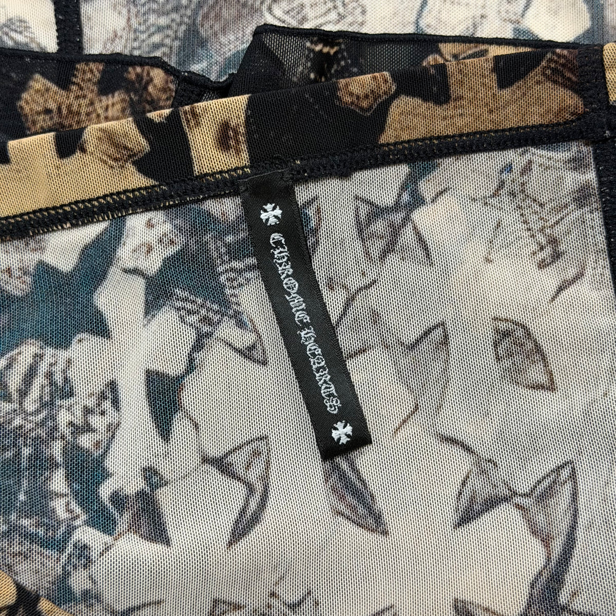 CHROME HEARTS Cross Patch Print Mesh Tube Top