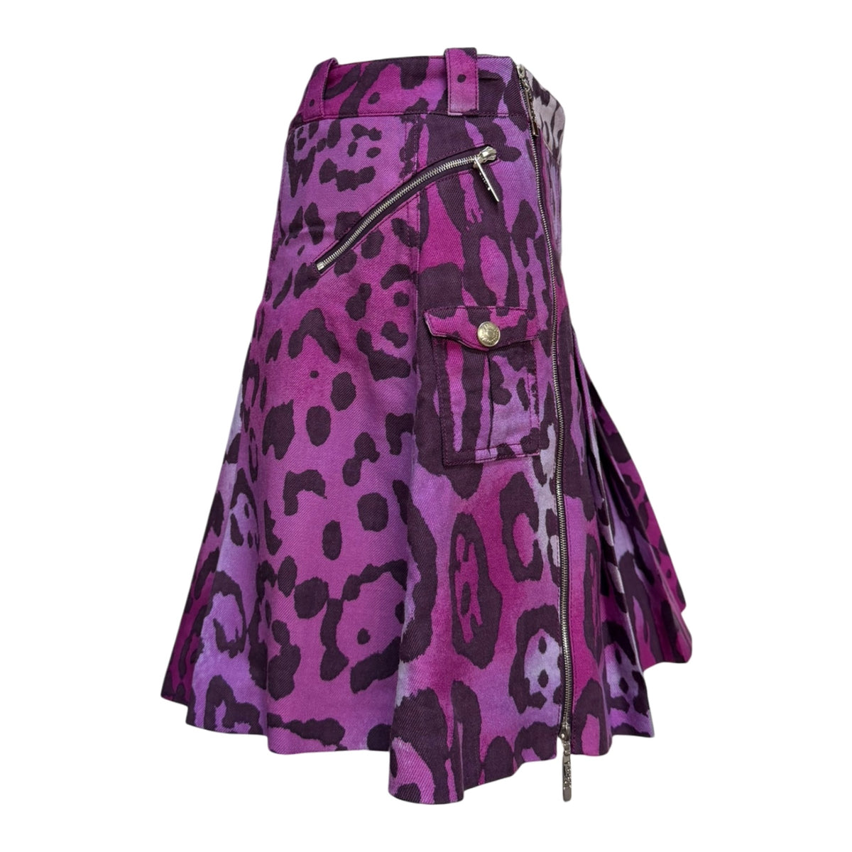 CHRISTIAN DIOR Fall Winter 2004 Leopard Print High-Waisted Pleated Mini Skirt