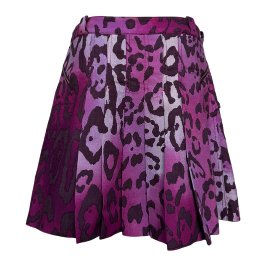 CHRISTIAN DIOR Fall Winter 2004 Leopard Print High-Waisted Pleated Mini Skirt