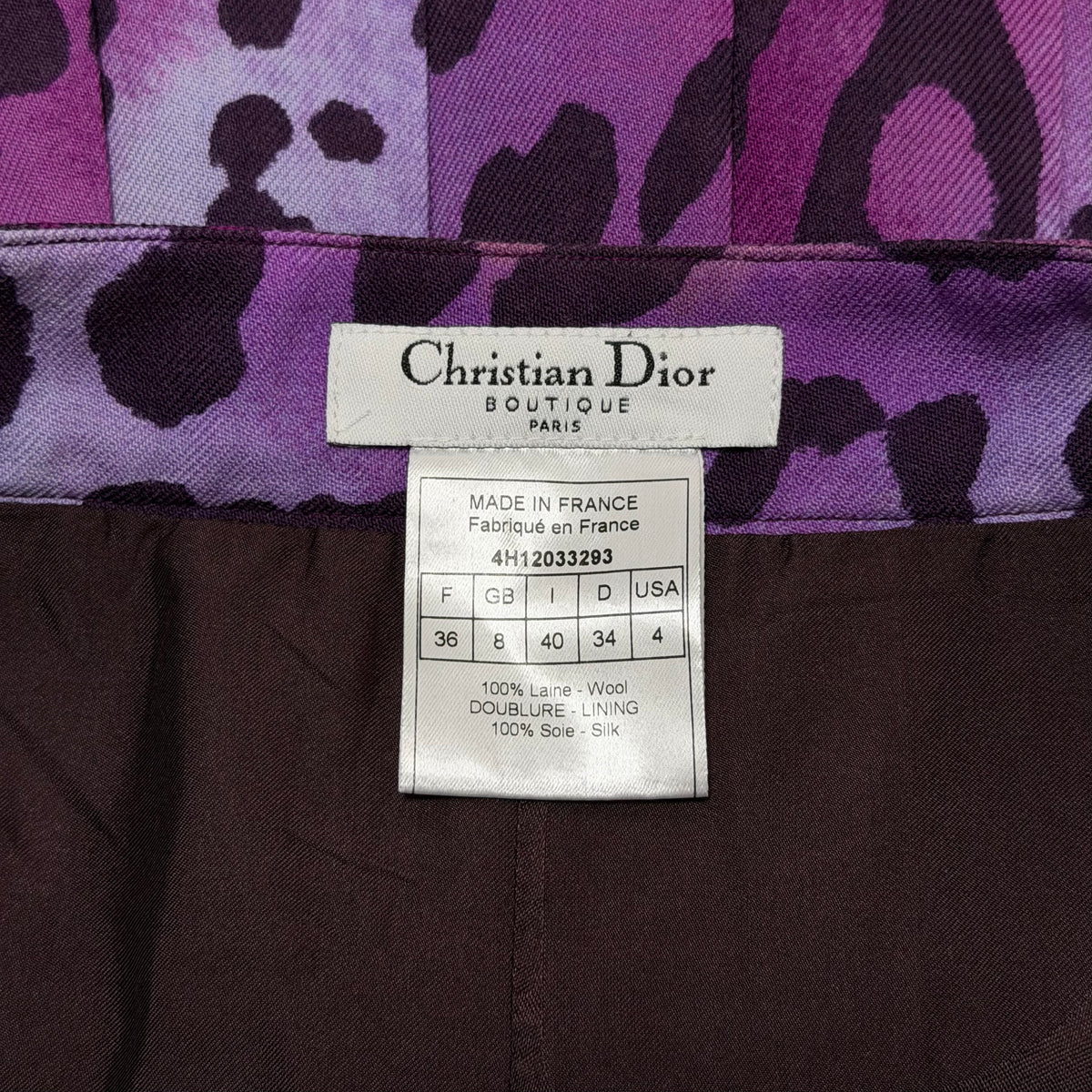 CHRISTIAN DIOR Fall Winter 2004 Leopard Print High-Waisted Pleated Mini Skirt